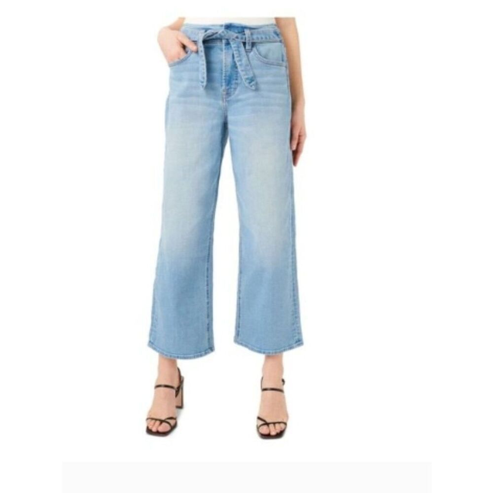 NWOT  JEN 7 Cropped Wide Leg Belted Jeans in Size 0